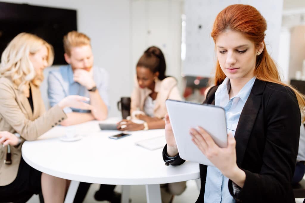 IT employee on a tablet